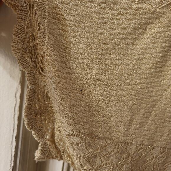 Catherines Tan & Gold Metallic Open Front Cardigan Sweater Size 2x 22/24 - Picture 14 of 16